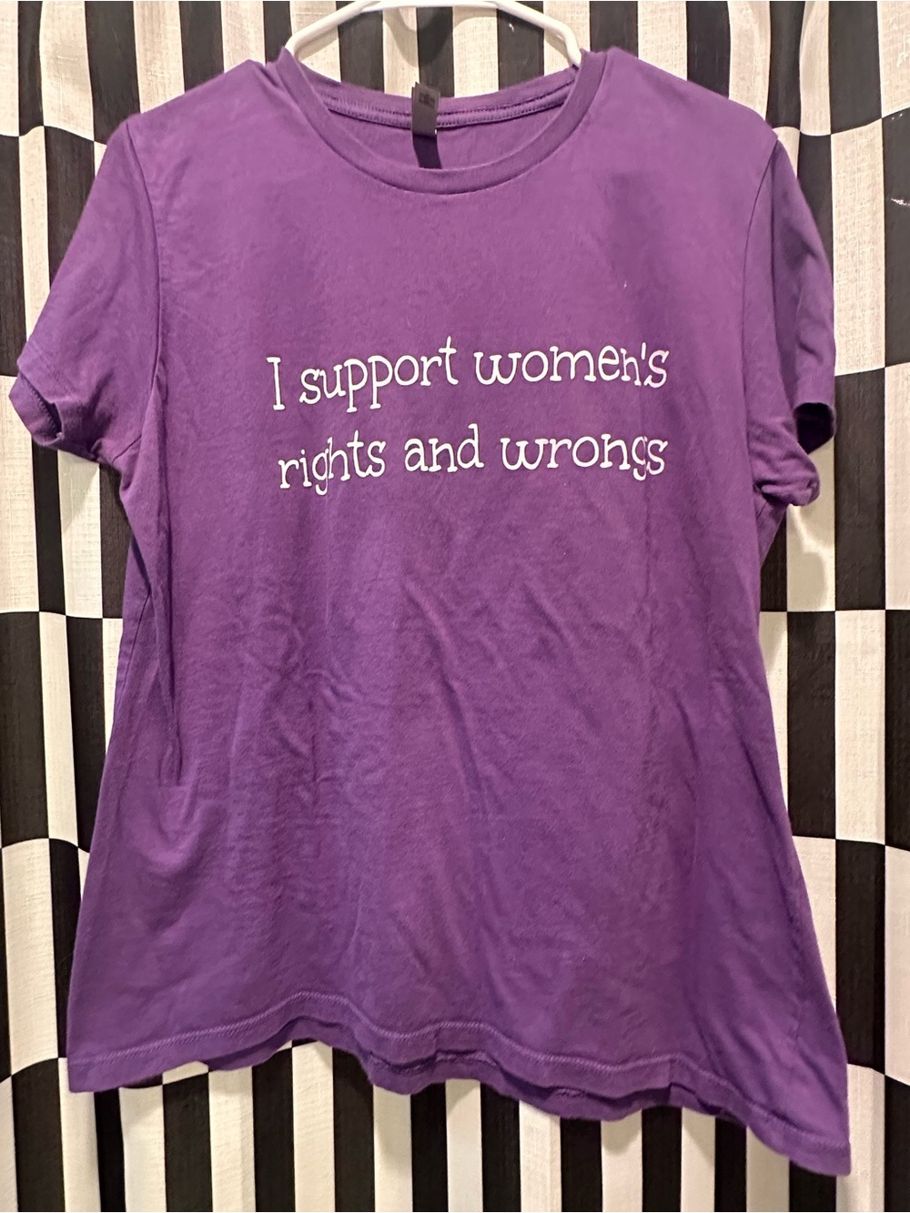 Next Level Apparel Purple Graphic Tee - "I support women's rights and wrongs"